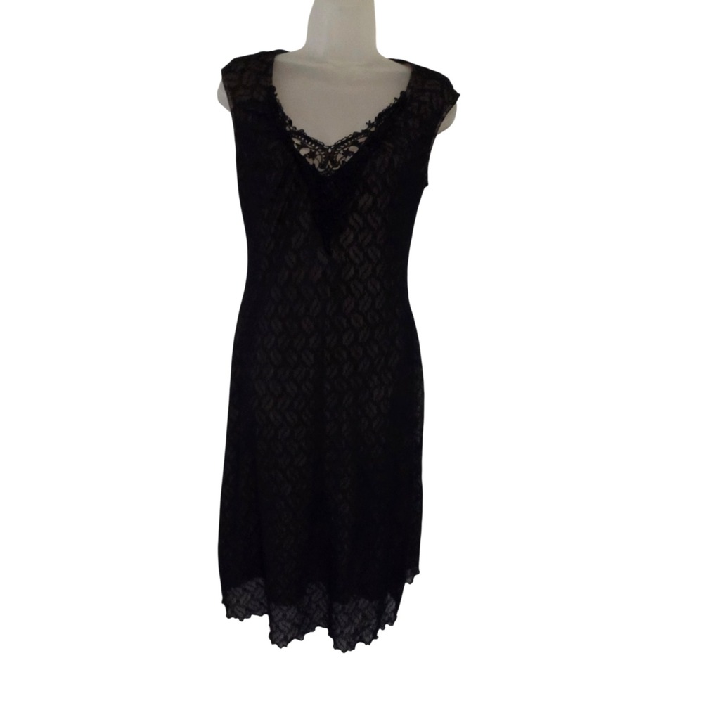 DE.CØDED Black Lace Slip Dress L Sheer Lace Y2K Style Whimsy Goth Coquette